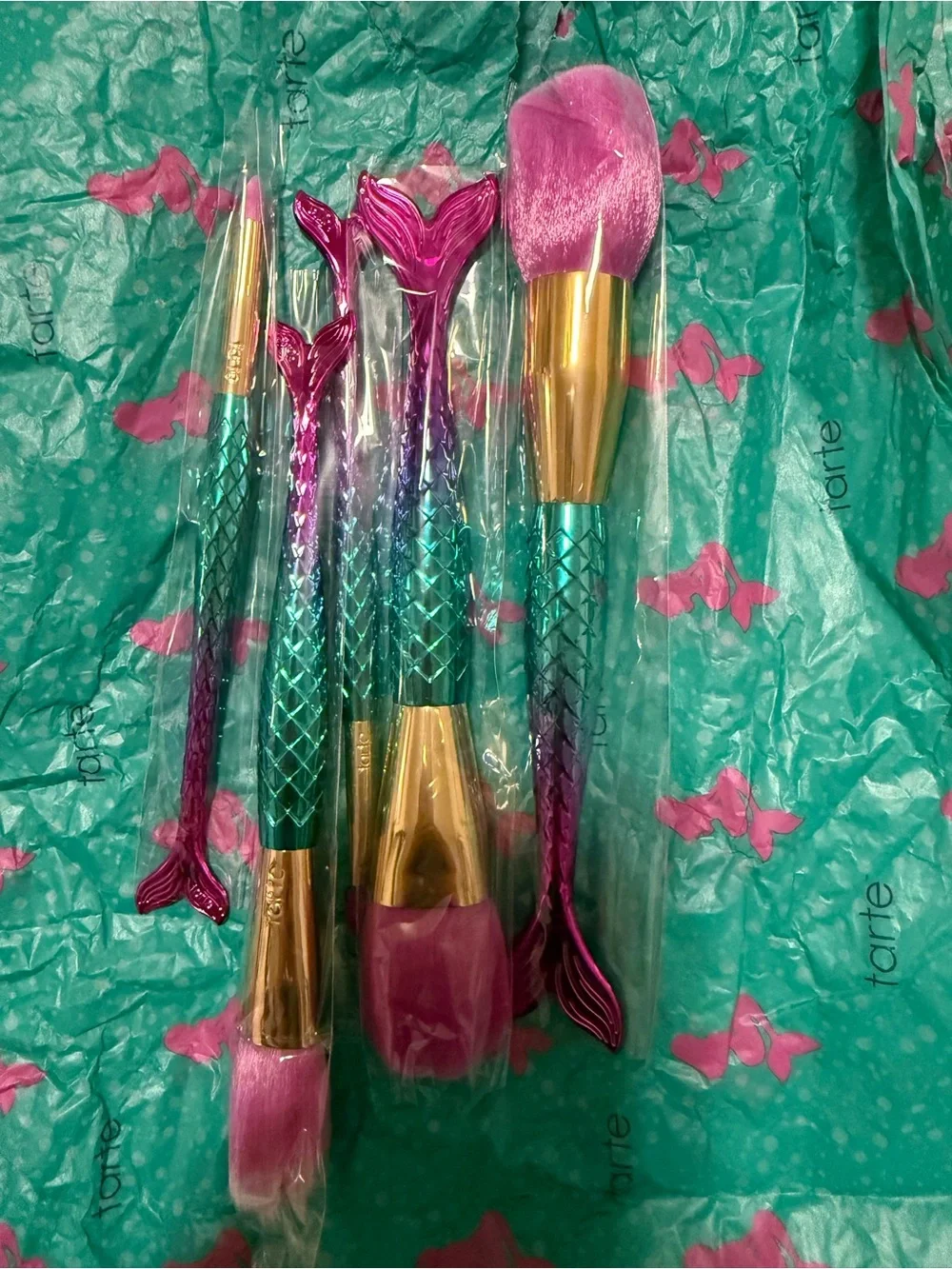 tarte Mermaid Tale Makeup Brush Set - Teal & Hot Pink